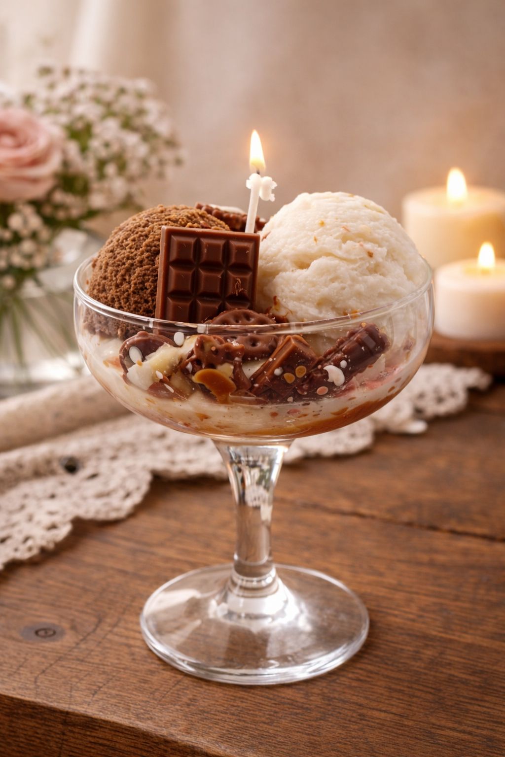 Schokoladen-Dessert-Kerze