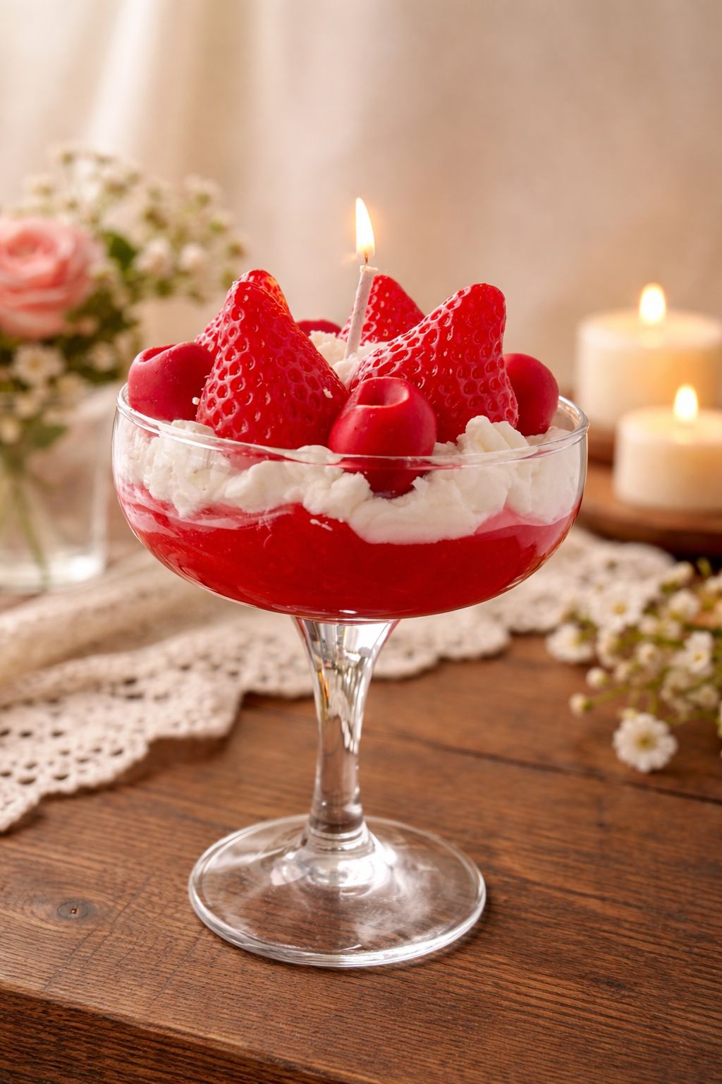 🍓 Erdbeer-Kerze