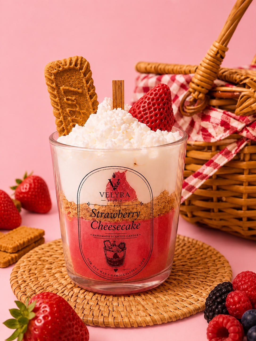 Strawberry Cheesecake – Handgemachte Duftkerze